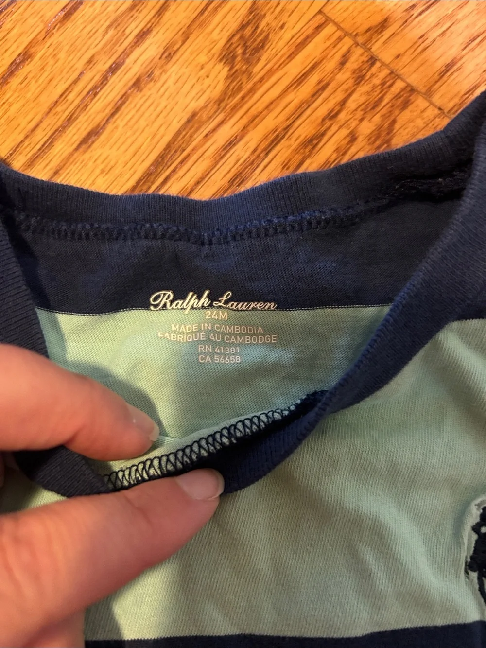 Ralph Lauren Kids Horizontal Stripe Tee - Navy & Light Blue-Green